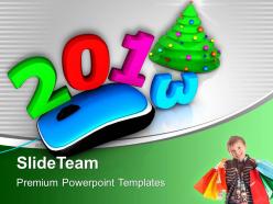 Mouse with 2013 shopping bags christmas tree powerpoint templates ppt themes and graphics 0113