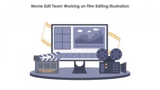 Movie Edit Team Working On Film Editing Illustration