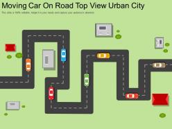 Moving car on road top view urban city
