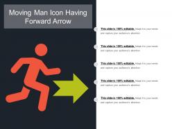 Moving man icon having forward arrow