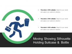Moving showing silhouette holding suitcase and bottle