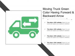 Moving truck green color having forward and backward arrow