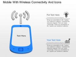 Mp mobile with wireless connectivity and icons powerpoint template
