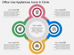 Mp office use appliances icons in circle flat powerpoint design