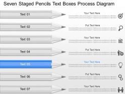 Mp seven staged pencils text boxes process diagram powerpoint template