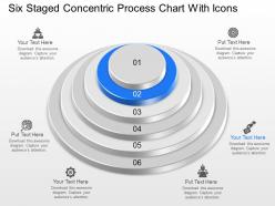 Mp six staged concentric process chart with icons powerpoint template slide