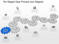 Mr ten staged gear process icon diagram powerpoint template slide