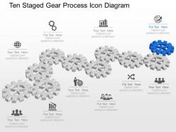 Mr ten staged gear process icon diagram powerpoint template slide