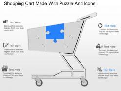 Ms shopping cart made with puzzle and icons powerpoint template