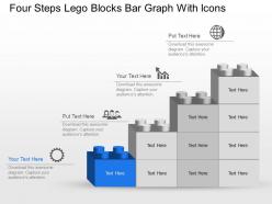 Mt four steps lego blocks bar graph with icons powerpoint template slide
