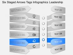 Mt six staged arrows tags infographics leadership powerpoint template