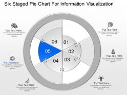 Mt six staged pie chart for information visualization powerpoint template