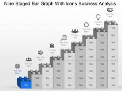 Mu nine staged bar graph with icons business analysis powerpoint template slide