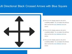 Multi directional black crossed arrows with blue square