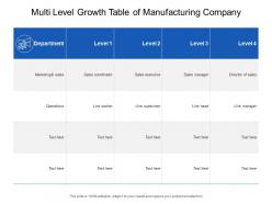 Multi level growth table of manufacturing company
