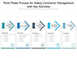 Multi phase process for safety contractor management with key activities