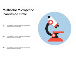 Multicolor microscope icon inside circle