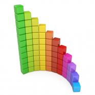 Multicolored bar graph made of cubes for business growth display stock photo