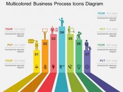 Multicolored business process icons diagram flat powerpoint design