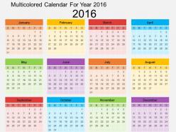Multicolored calendar for year 2016 flat powerpoint design