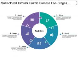 Multicolored circular puzzle process five stages image