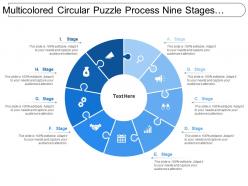Multicolored circular puzzle process nine stages image