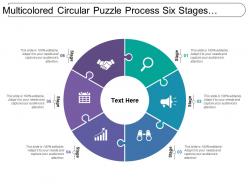 Multicolored circular puzzle process six stages image