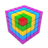 Multicolored cubes with 3d effect with one red cube as leader stock photo