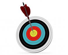 Multicolored dart with arrow to show sales target stock photo