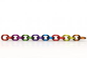 Multicolored links making chain stock photo