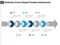 Multicolour arrow shaped timeline achievement