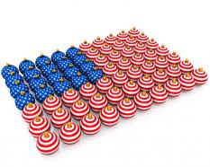 Multiple balls designing flag of america stock photo