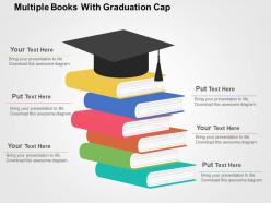 Multiple books with graduation cap flat powerpoint design