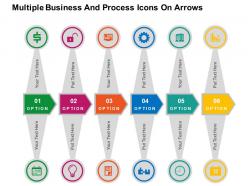 Multiple business and process icons on arrows flat powerpoint design