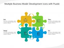 Multiple business model development icons with puzzle