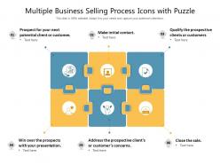 Multiple business selling process icons with puzzle