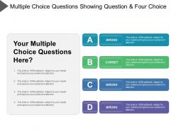 Multiple choice question showing question and four choice