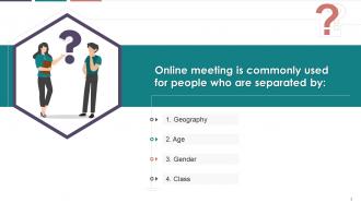 Multiple Choice Questions For Business Communication In Online Meetings Training Ppt