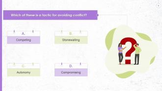 Multiple Choice Questions For Conflict Management Training Ppt