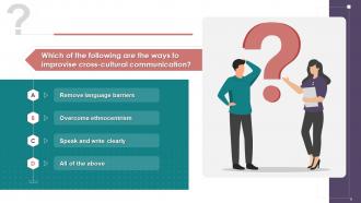 Multiple Choice Questions For Session On Cross Cultural Communication Training Ppt