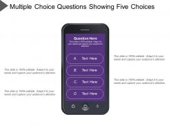 Multiple choice questions showing five choices