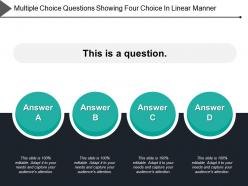 Multiple choice questions showing four choice in linear manner