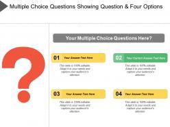Multiple choice questions showing question and four option