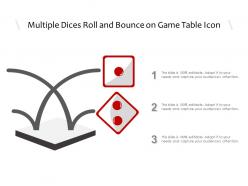 Multiple dices roll and bounce on game table icon