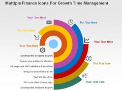 Multiple finance icons for growth time management flat powerpoint design