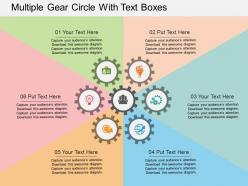 Multiple gear circle with text boxes flat powerpoint design