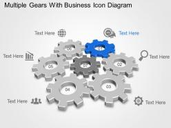 Multiple gears with business icon diagram powerpoint template slide