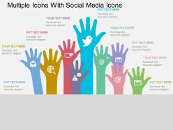 Multiple icons with social media icons flat powerpoint design