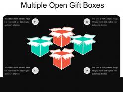Multiple open gift boxes