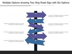 Multiple options showing two way road sign with six options